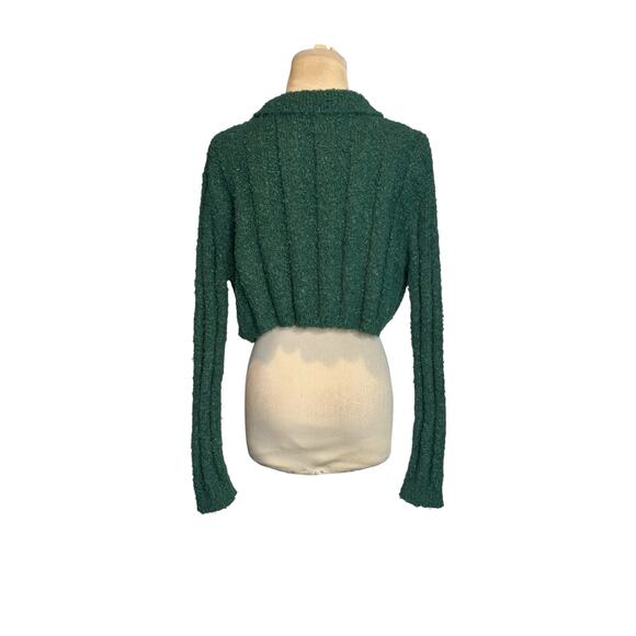 Double Zero green knit long sleeves crop sweater size Medium - Picture 9 of 10